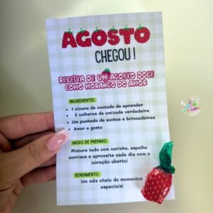🍓 Cartãozinho “Receita de um Doce Agosto” 🍓